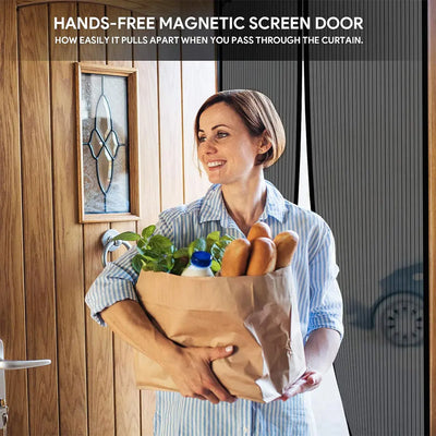 Magnetic Screen Door Curtain Anti Mosquito Keeps Bug Out Automatic Self-Closing Household Ventilation Door Mesh Curtain 38x82in