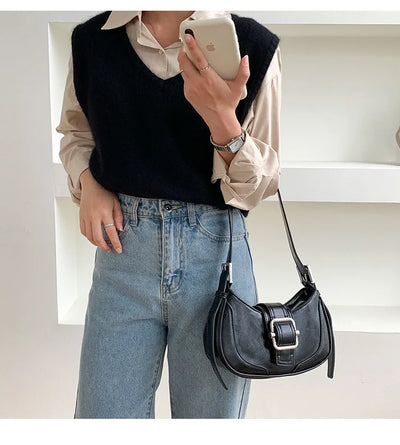 Fashion Handbags For Women Half-moon Leather Hasp lady Shoulder Crossbody Bag Luxury Designer Ladies Underarm Bags Hobo coffee