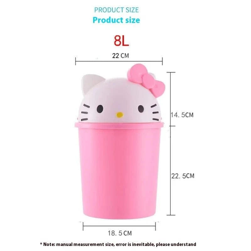 New Sanrio Hello Kitty Home Bedroom Living Room Bathroom Kitchen Large Trash Can Small Kawaii Cartoon Adult Desk Trashes Can