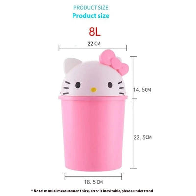 New Sanrio Hello Kitty Home Bedroom Living Room Bathroom Kitchen Large Trash Can Small Kawaii Cartoon Adult Desk Trashes Can