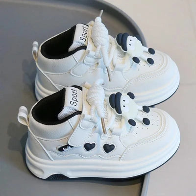 Children's Sports Shoes Spring Small White Shoes Cartoon High Top Casual Board Shoes Soft Sole Boys Girls Child Kids Daily Shoes