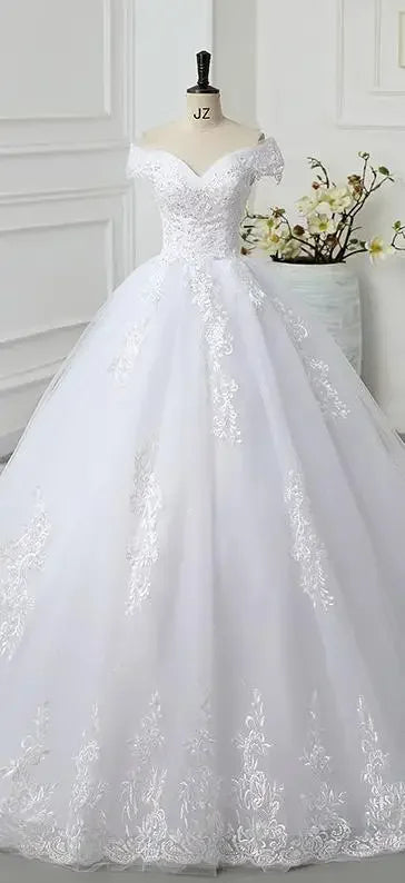 Shoulder Wedding Dress Light Appliques Pearls Lace Fashion Wholesale Cheap Simple Bride Dress Vestidos De Novia Customized