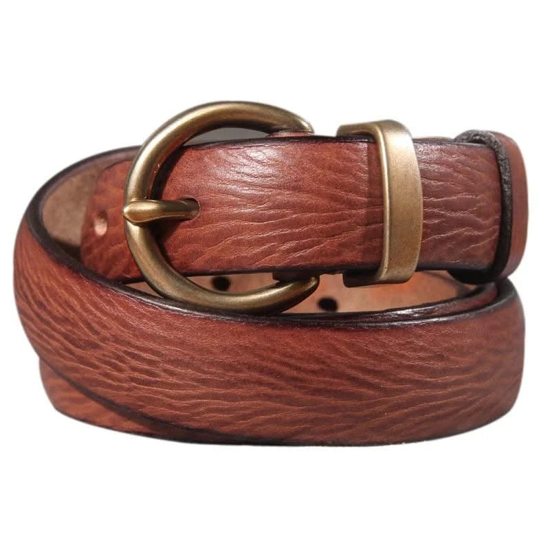 Genuine Leather Brass Buckle Belt for Women | Jeans Casual Dress |  Ladies Designer Trendy Belts Waistband