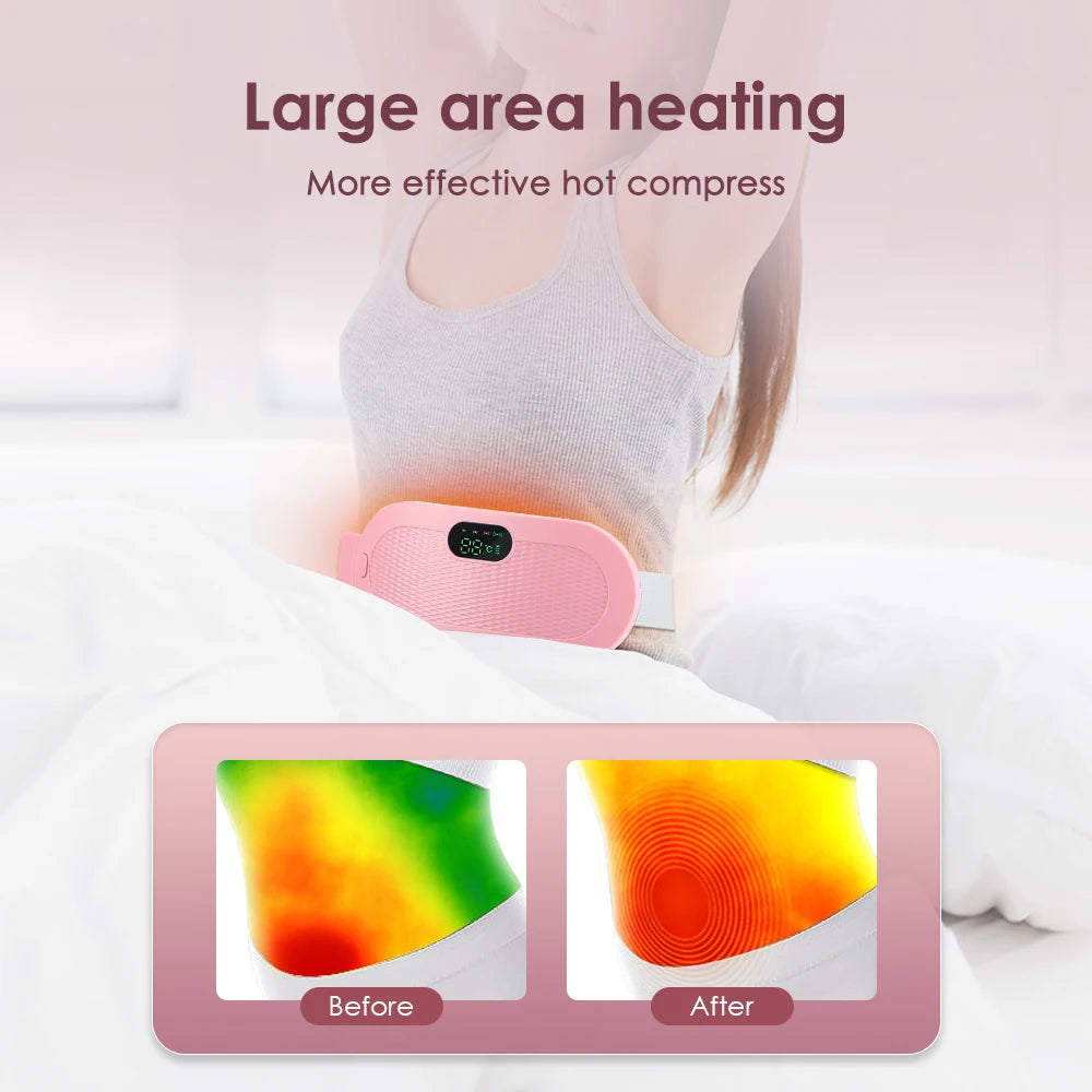 Electric Heating Pad Menstrual Cramp Massager Belt Women Period Care Hot Compress Device Vibration Abdominal Ulter Warmer Belt