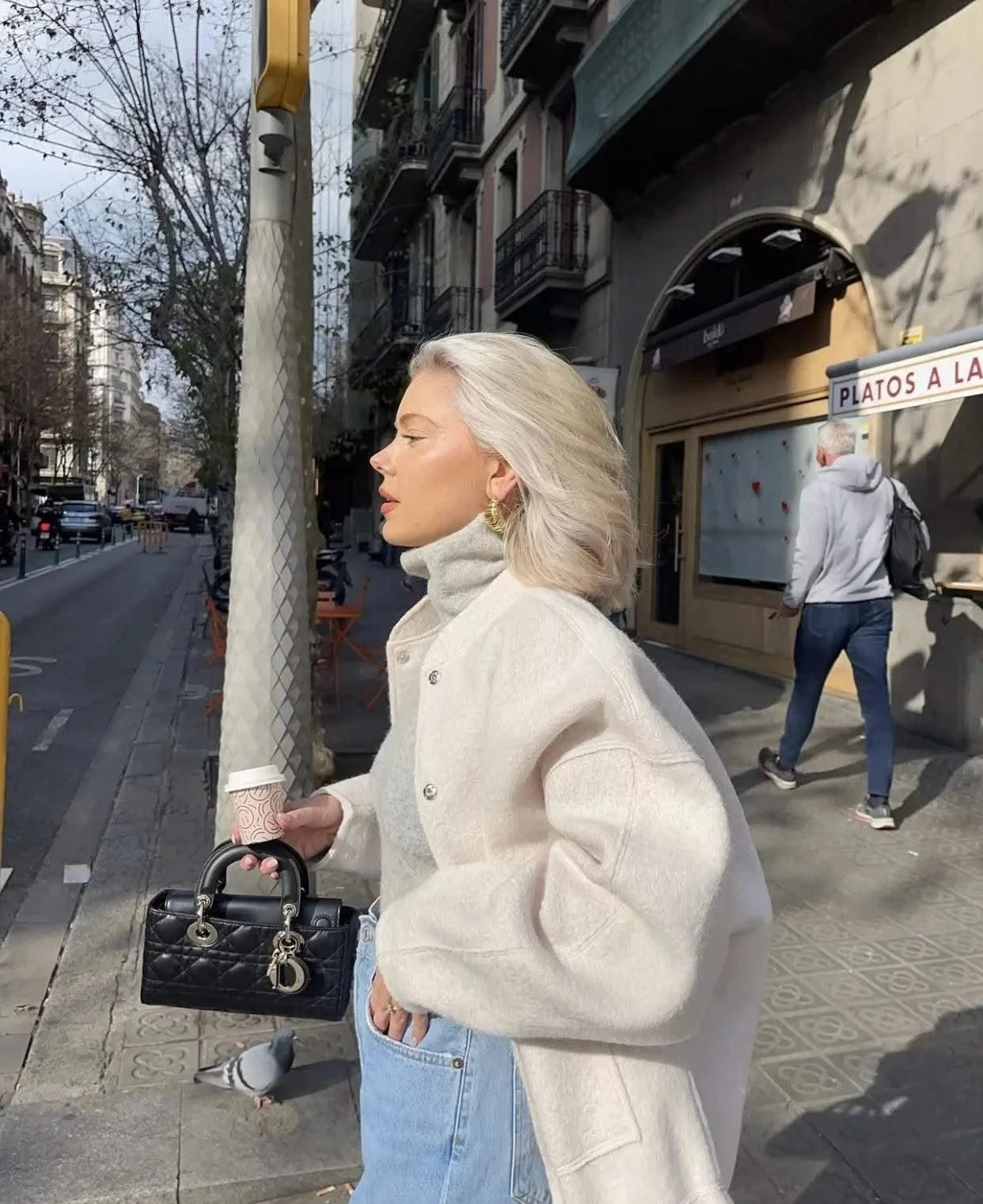 Woman's Oversized Bomber Jacket Autumn New Round Neck Long Sleeve Pocket Hidden Button Loose Jackets Coat Female Outerwear
