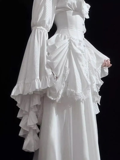Japanese Y2k Lolita Blouse Women Ruffle Sleeve Harajuku Tops Sweet Gothic Aesthetic Vintage Cosplay Shirts Blusas Mujer De Moda