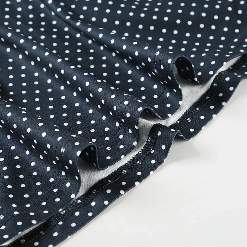 Sleeveless Short Dot Print Women Dresses Slim Fit Elegant Simple Office Lady Trendy Clothes