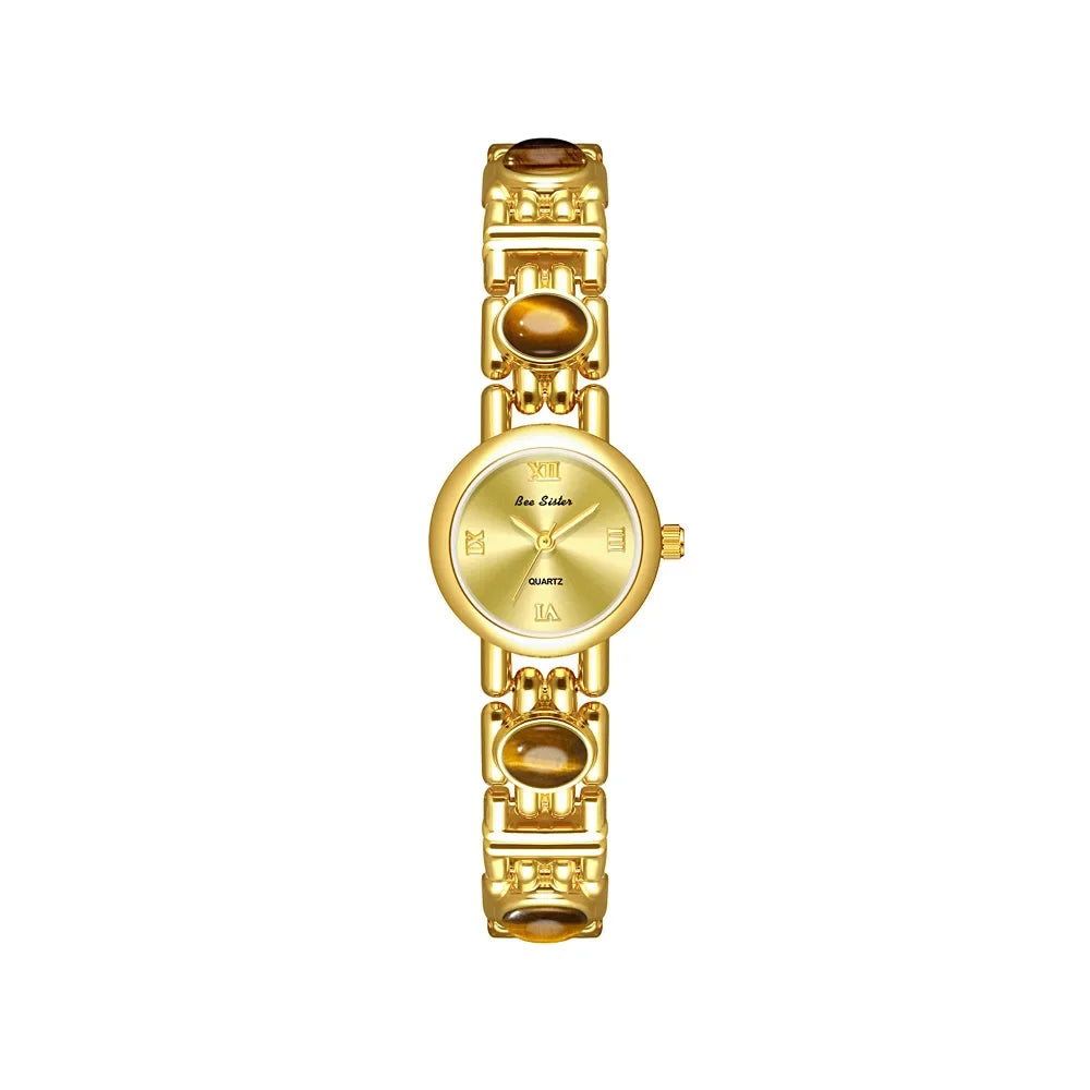 2025 High-End Vintage Woman Watches Fashion Elegant Natural Jade Stones Quartz Watch Retro Waterproof Hand Clock Gifts