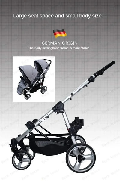 Twin Baby Stroller  Foldable, Two-way  Multifunctional Twin Baby Stroller,High View Baby Stroller Adjustable Armrests