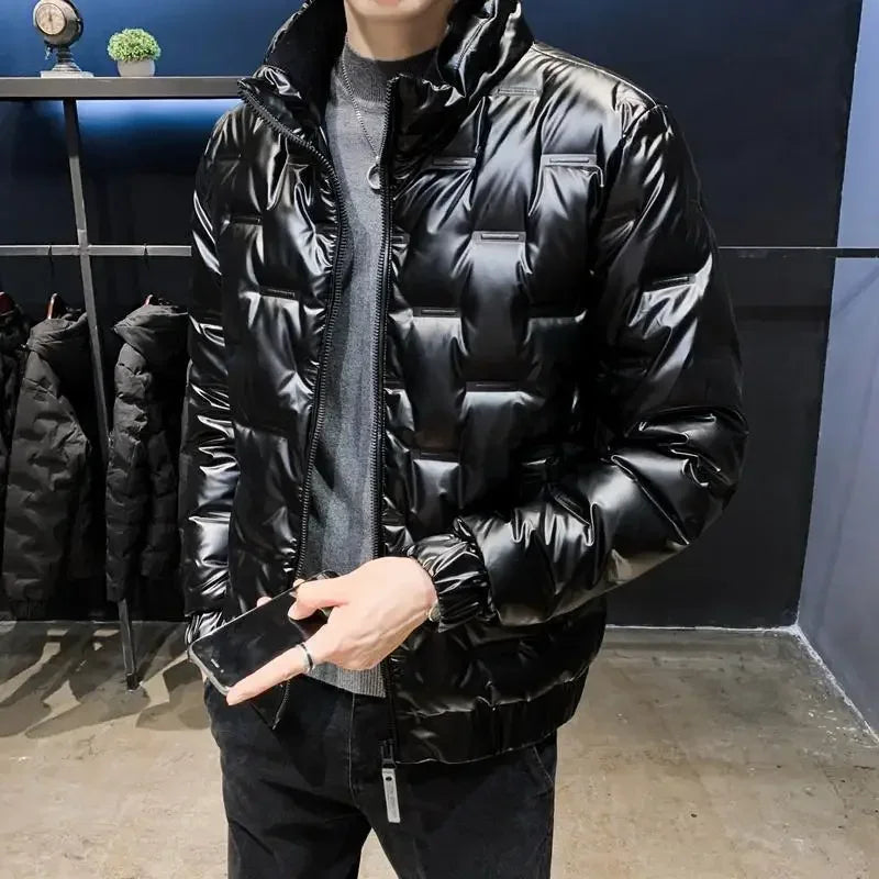Men's Down Jacket Glossy Male Padded Coats Short Parkas Collared Padding Winter 2024 Outerwears Fashion 2024 Promotion Hot Outer