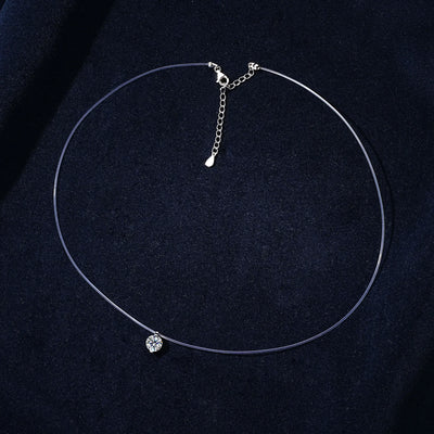 5mm 6.5mm 8mm Moissanite Pendant 925 Silver Solitaire Necklace for Women Invisible Fish Line Chain Jewelry Valentine's Gift 2025