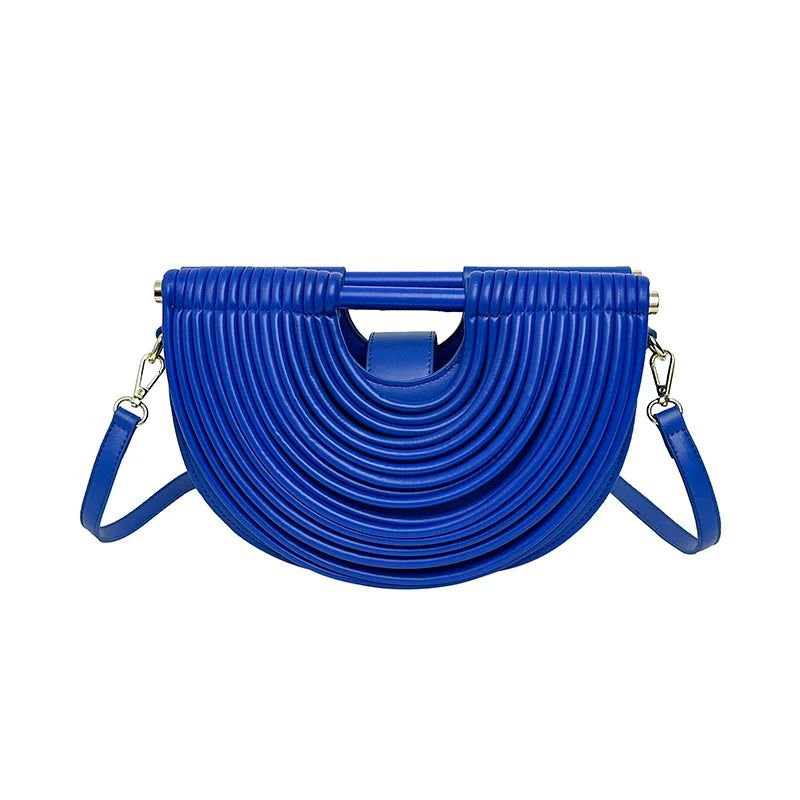 Handbags for Women 2025 New Gold Luxury Designer Brand Handwoven Noodle Bags Rope Knotted Pulled Half Moon Silver Evening Clutch