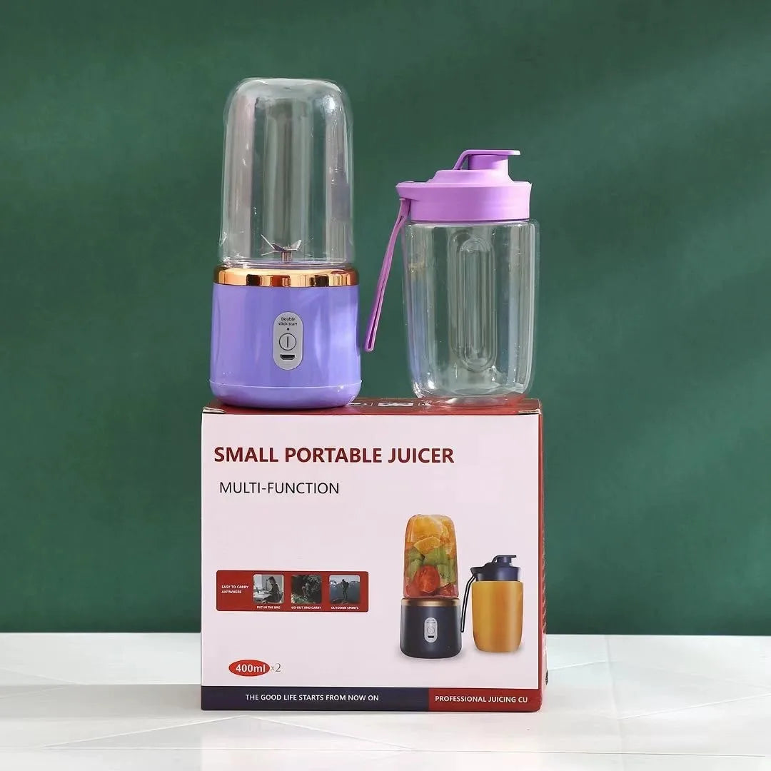 Portable Blender & Juicer 2-in-1 - USB Rechargeable Includes 6 Blades & Double Cups Ideal for Smoothies Iced Drinks & Halloween