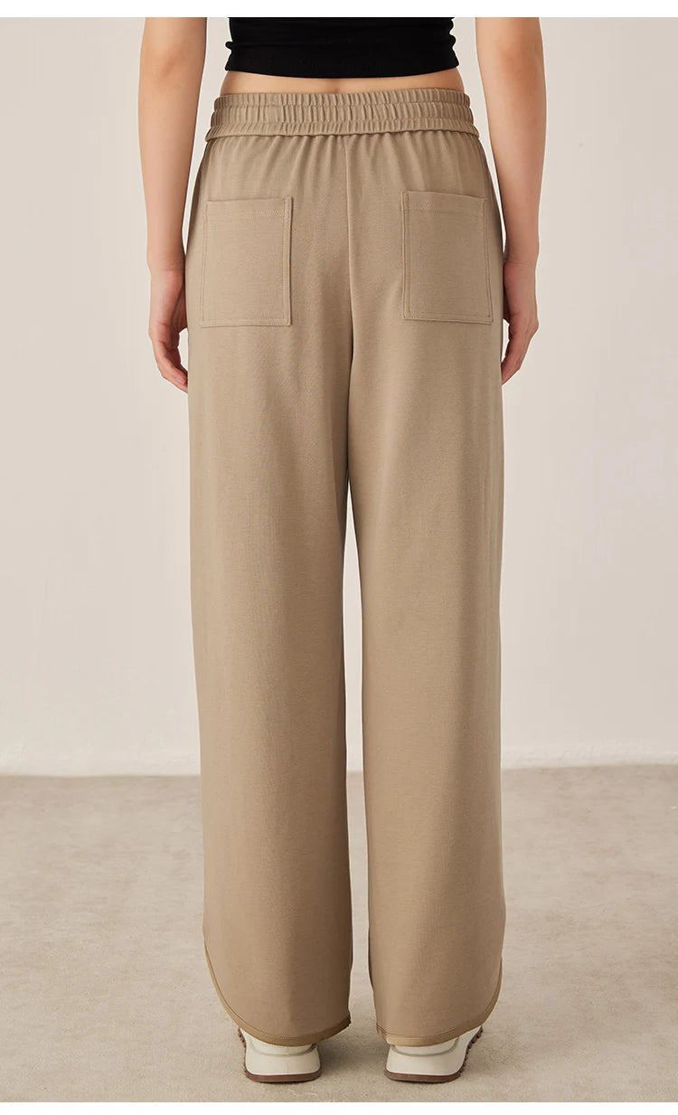 KL7523369 Women's Wide Leg Lounge Pants Cotton Blend Drawstring Waist Casual Fall Clothing