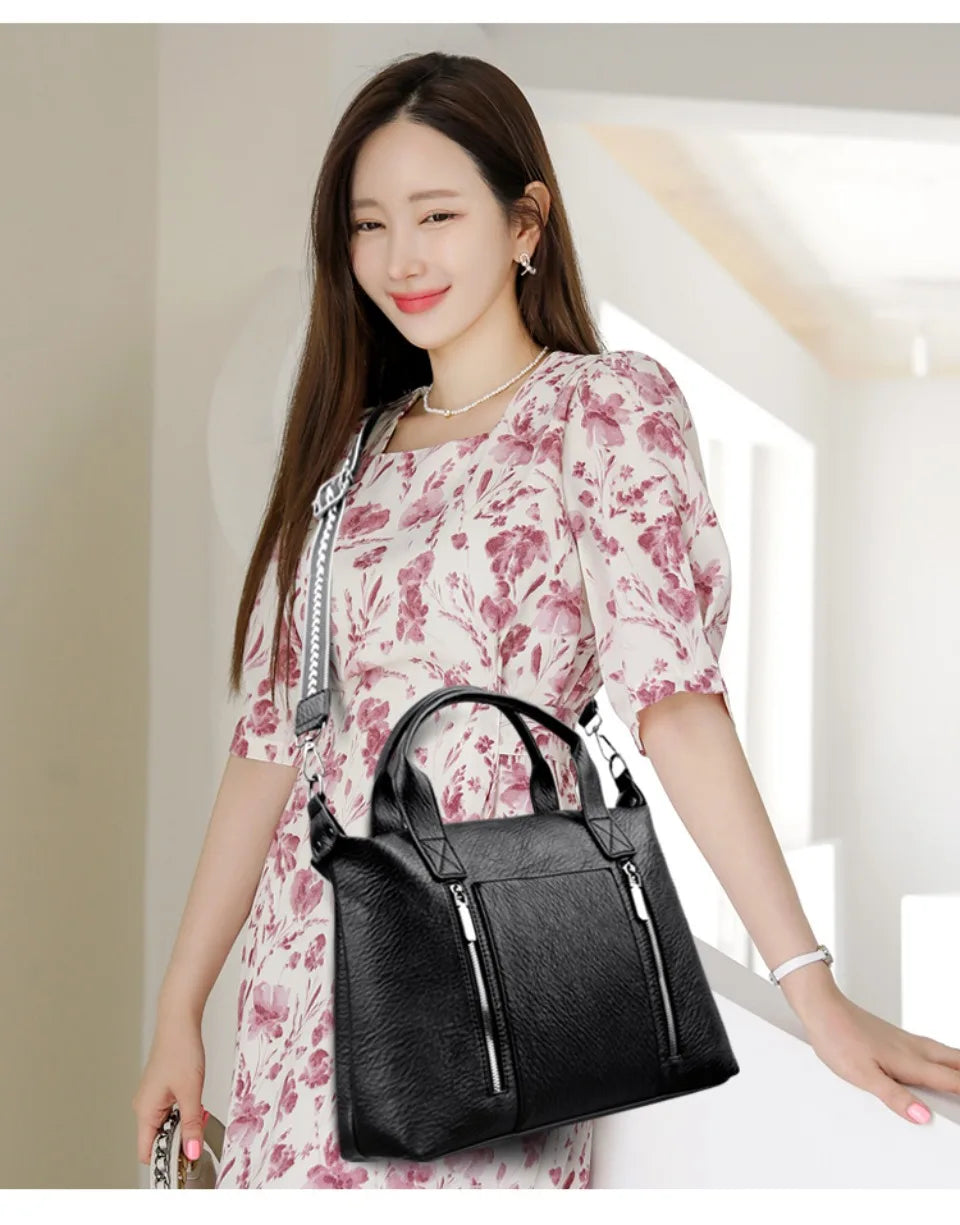 Women's Handbag Trend Designer Female Leather Multi-Pocket Shoulder Bag Luxury Brand Large Capacity Ladies Shopping Bag