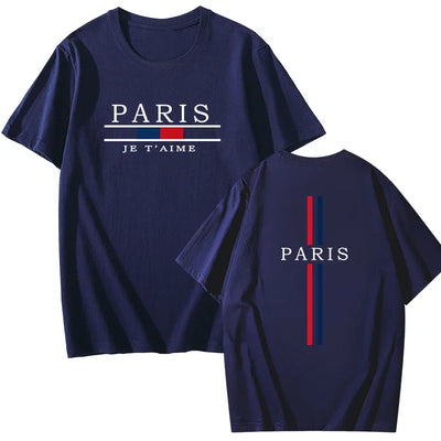 Paris Printed T-shirts for Men High Quality 100% Cotton Short Sleeved Tops Summer Spring Daily Casual Sports Tees Urban Trend