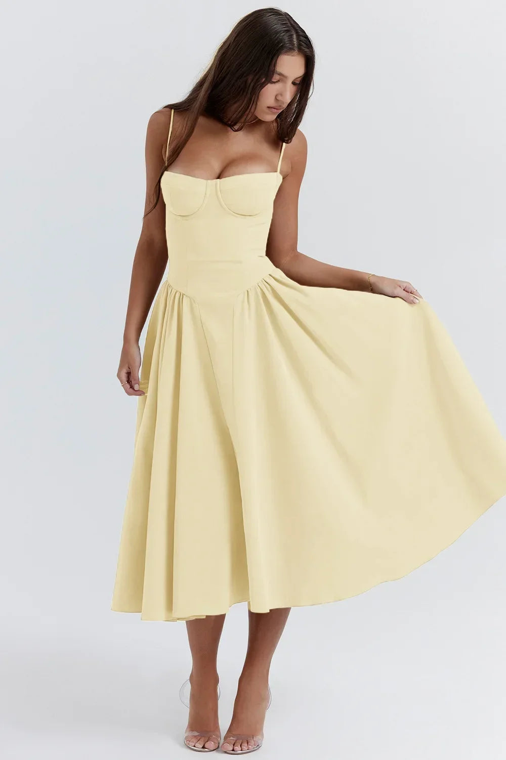 Summer Long Dresses for Women French Retro Spaghetti Straps Dress Corset Slim Sexy Elegant Classy Flower Print  Backless Dresses