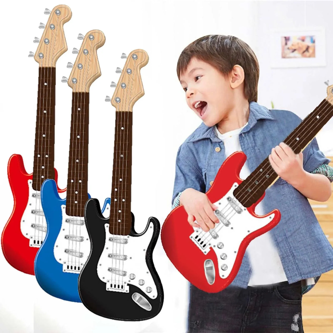 Children-size Electric Guitar Attracts Children Attention 4 String Guita Beginners' Level Guitar Musical Instruments