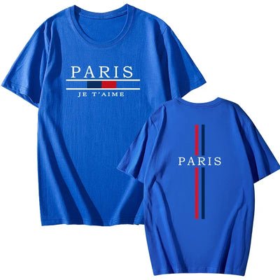 Paris Printed T-shirts for Men High Quality 100% Cotton Short Sleeved Tops Summer Spring Daily Casual Sports Tees Urban Trend