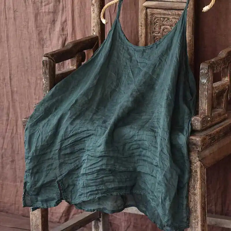 Asymmetric Cotton Linen Loose Underwear Outerwear Women's Vest Brand Name Casual Summer Faion Comfortable Breathable