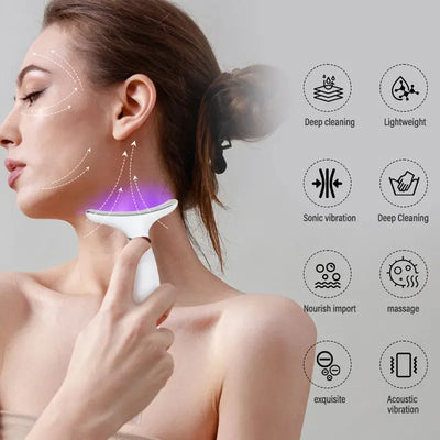 2025 EMS Micro-current Neck Face Beauty Device 7 Color Facial Massager for Enhanced Face Neck and Shoulder Care with Vibrating