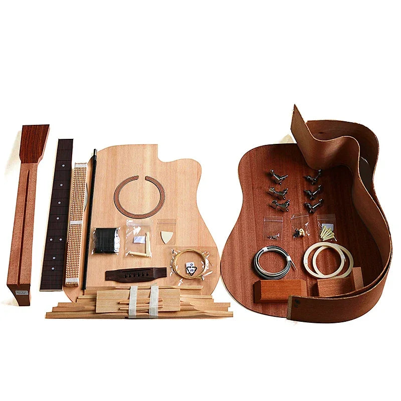 acoustic guitar DIY Kit folk ballad single guitar accessories package spruce solid wood side back plywood Rosewood fingerboar