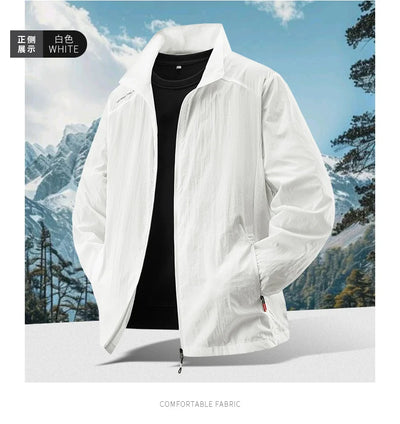 Summer Sunscreen Jacket Men's Casual Quick Dry Breathable UV Coat Outdoor Cycling Camping Fishing Lightweight Skin Windbreaker
