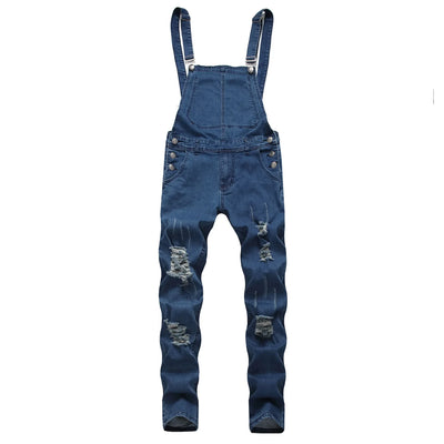 Men's Spring and Autumn Jeans, New Style Retro Casual All-match Ripped Dungarees, Fashionable High Street Trendy Brand Dungarees