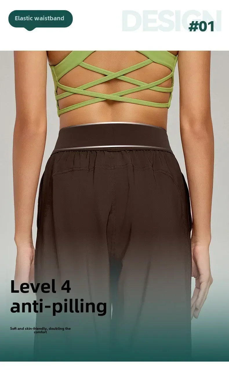 Women's High Waisted Hip Lifting Yoga Wide Leg Pants Athletic Casual Fitness Pants