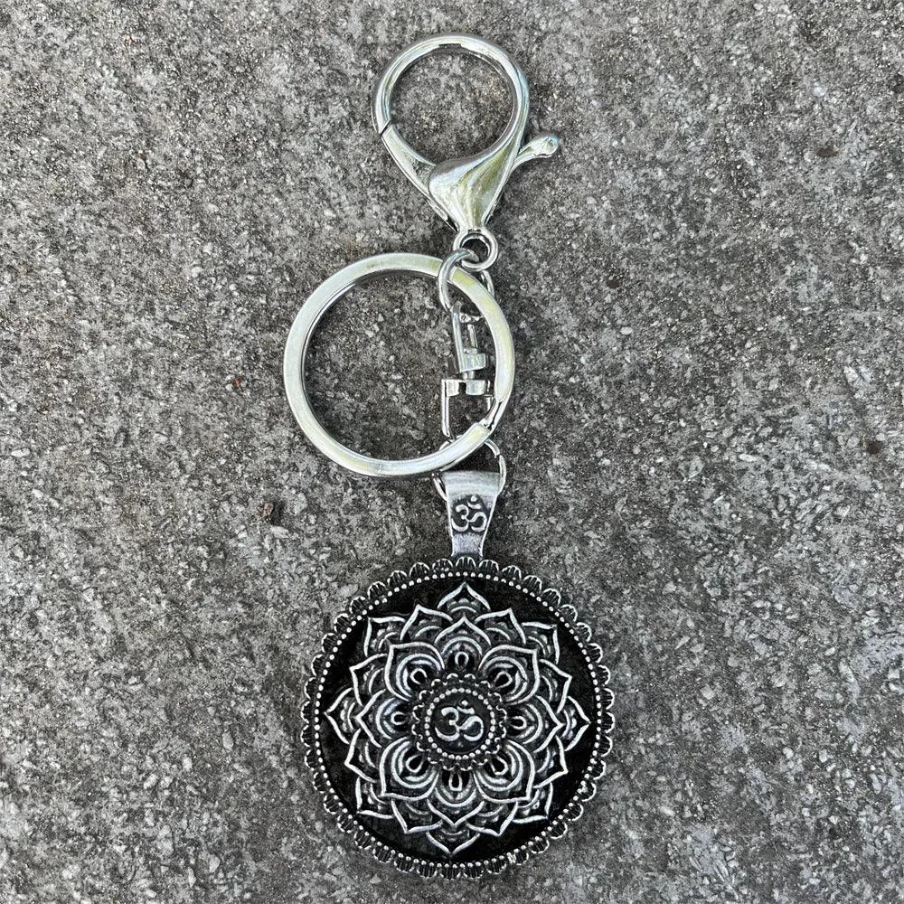 Nostalgia Mandala Yoga Keychain For Women Lotus Key Holder Accessories Buddhism Jewelry