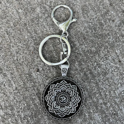 Nostalgia Mandala Yoga Keychain For Women Lotus Key Holder Accessories Buddhism Jewelry