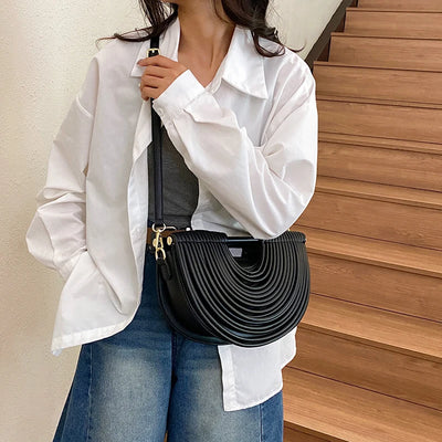 Handbags for Women 2025 New Gold Luxury Designer Brand Handwoven Noodle Bags Rope Knotted Pulled Half Moon Silver Evening Clutch