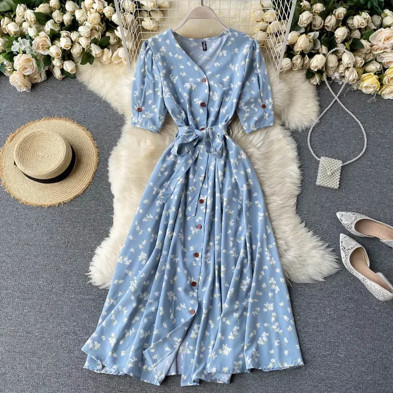 Korean Red elegant sexy Dress women Summer Autumn V-neck polka dot midi dress waist split dress vestidos de fiesta clothes