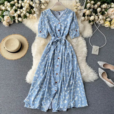 Korean Red elegant sexy Dress women Summer Autumn V-neck polka dot midi dress waist split dress vestidos de fiesta clothes