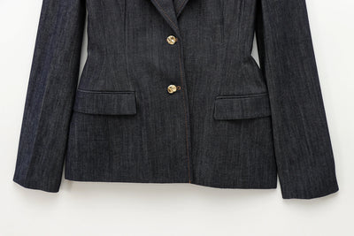 TRAFZA 2025 Spring Women Fashion Denim Blazer  Long Sleeves Tight Coat Female Vintage Streetwear Woman Jacket Top Trendy