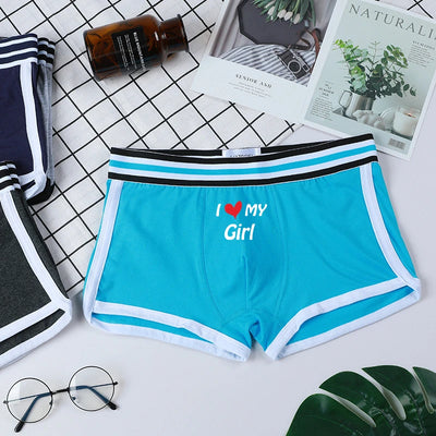 Sexy Couples Lovers Cotton Underwear I LOVE MY GIRL Men Boxer Shorts Homme Lingerie Women's Panties Cotton Underwears Boxers