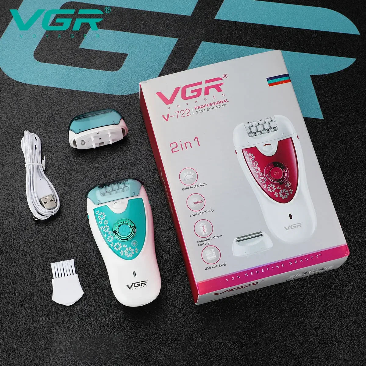 VGR Electric Epilator Women  Rechargeable Electric Shaver Whole Body Available Painless Depilat Female Hair Removal Machine 722