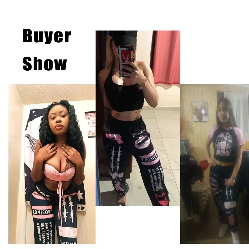 2024 New Women Fashion Elastic Waist Sports Casual Harem Pants Femme Joggers Trouser Printed Sweatpants