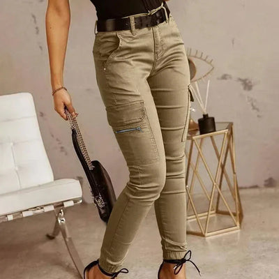 Fashion New Slim Fit Pencil Pants Women Streetwear Solid Casual Trousers Women Joggers Pockets Cargo Pants Female Pantalon 26211