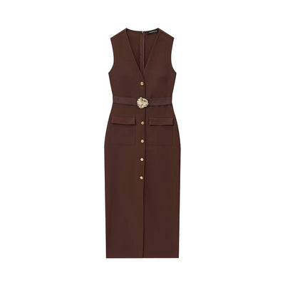 Black Elegant Party Midi Dresses 2025 Women's Summer Sleeveless Long Dresses Fashion Casual Vintage Evening Party Dress  ﻿