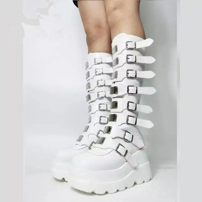 Women Knee High Boots 2025 New Halloween Cosplay Women Boots Gothic Platform Punk Black Sexy Motorcycles Boots Ladies High Heel