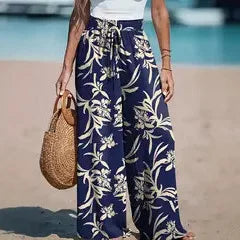2025 Women's Wide Legs Fashion Comfortable Loose Vacation Style Wide Leg Printed Trousers Bohemian Casual Women's Pants
