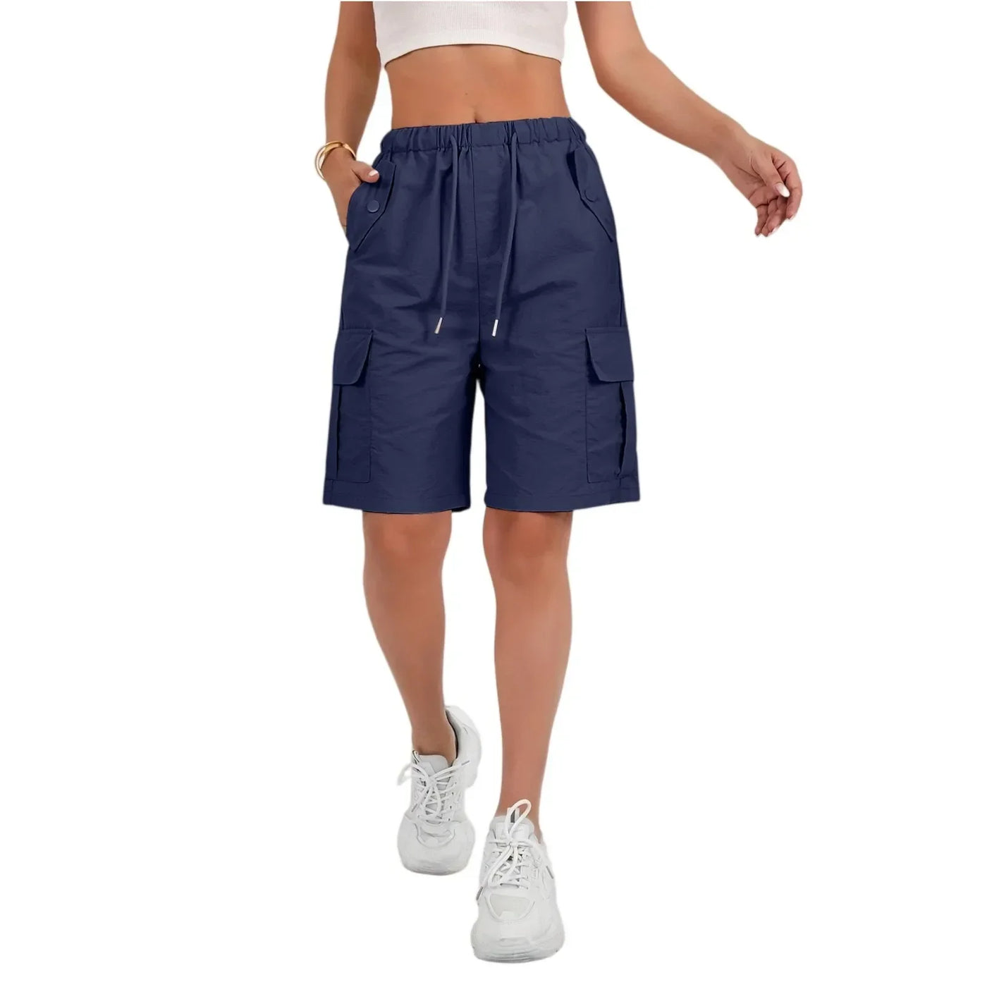 Women Summer Cargo Shorts Solid Casual Pockets Beach Short Pants Harajuku Chic Short Pants All Match Streetwear Bottoms 2025