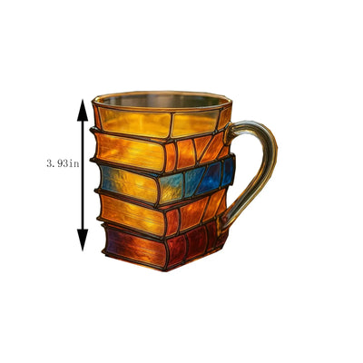 Painted Book Mug 3D Colored Glass Book Coffee Mug Novelty Unique Books Stack Coffee Cup Gifts For Literature Book Lovers