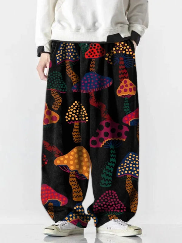 Full Length Wide Leg Pants Printed Colorful Mushroom Hipster Harajuku Summer Trousers Streetwear Sweatants Men Women Clothing
