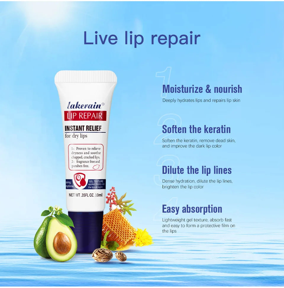 2pcs/Lot Moisturizing Lip Repair Gel Instant Relief For Dry Lips Liquid Lip Balm Paraben Free Lip Care Product Reduce Lips Line