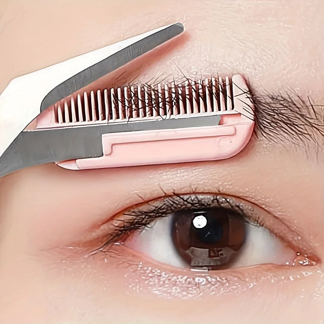Precision eyebrow trimmer scissors with comb - a scratch free hair removal and shaping tool suitable for both men and women