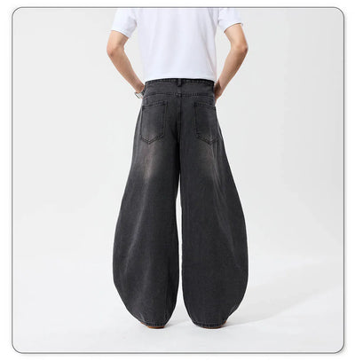 2025 Autumn Men's Retro Grey Black Loose Wide Leg Jeans American Street Baggy Goth Pants Man Designer Jeans Y2K Denim Pants