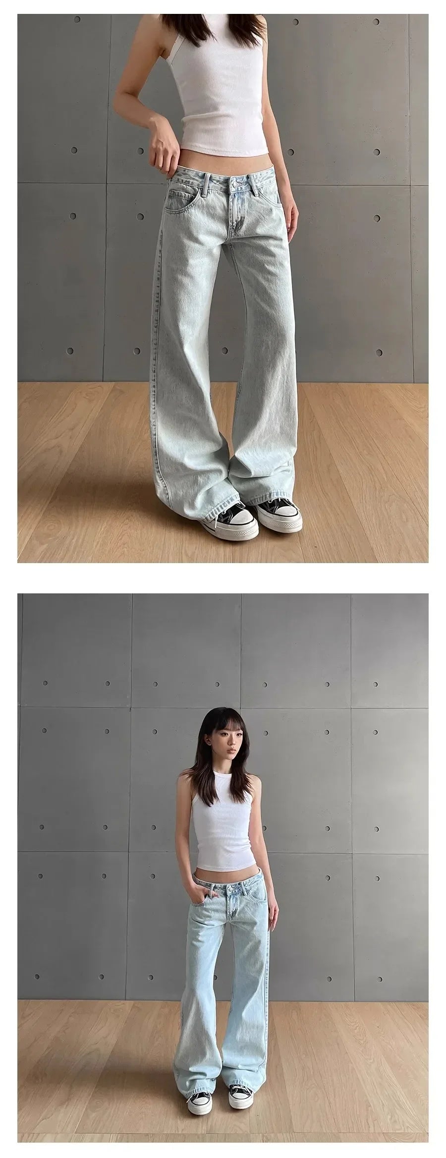 y2k Vintage Women Jeans Low Waist Zipper Button Solid Trousers with Pockets Aesthetic Streetwear Washed Jeans