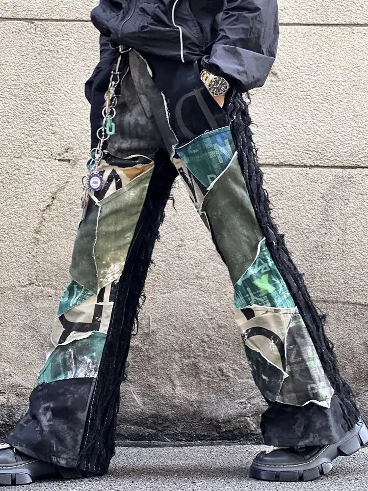 LUZHEN 2025 New Personalized Patchwork Design Straight Casual Pants Men's High Street Fashion Original Handsome Trousers JY3605